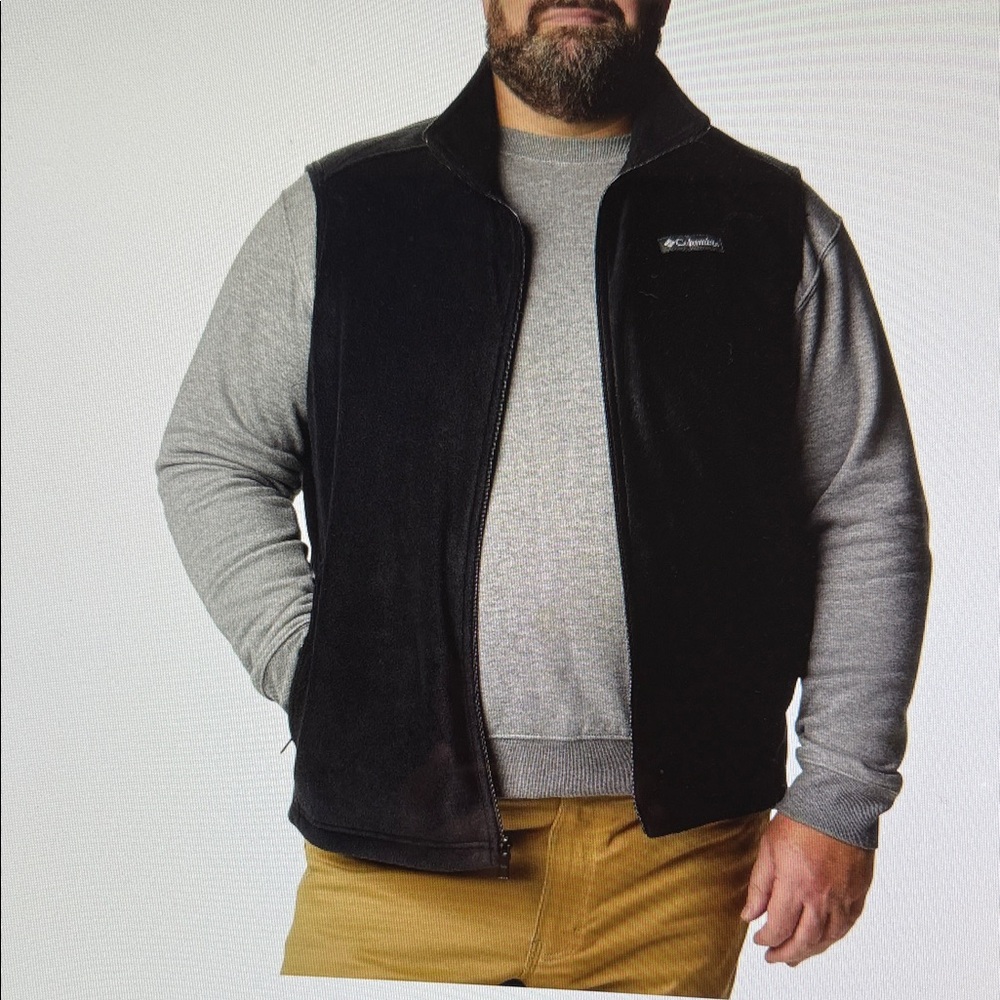 Columbia 3XLT TallMan Dk Blk Fleece Full Zip Up High Collar Outdoor Durable Vest - Picture 5 of 14
